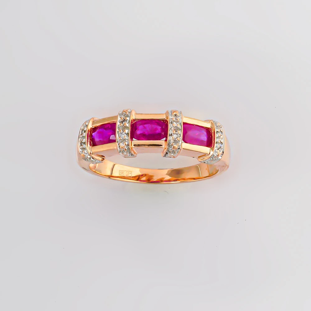 Кольцо с рубином из красного золота 585 пробы