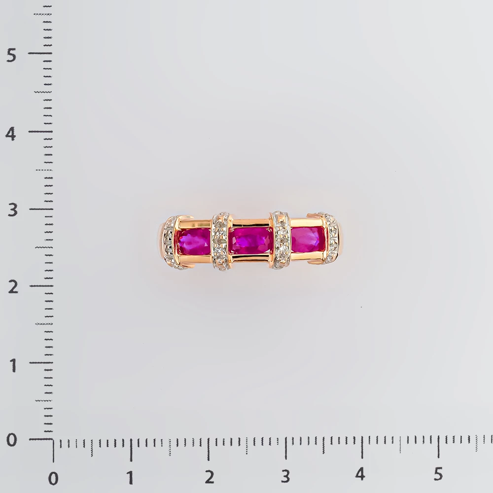 Кольцо с рубином из красного золота 585 пробы