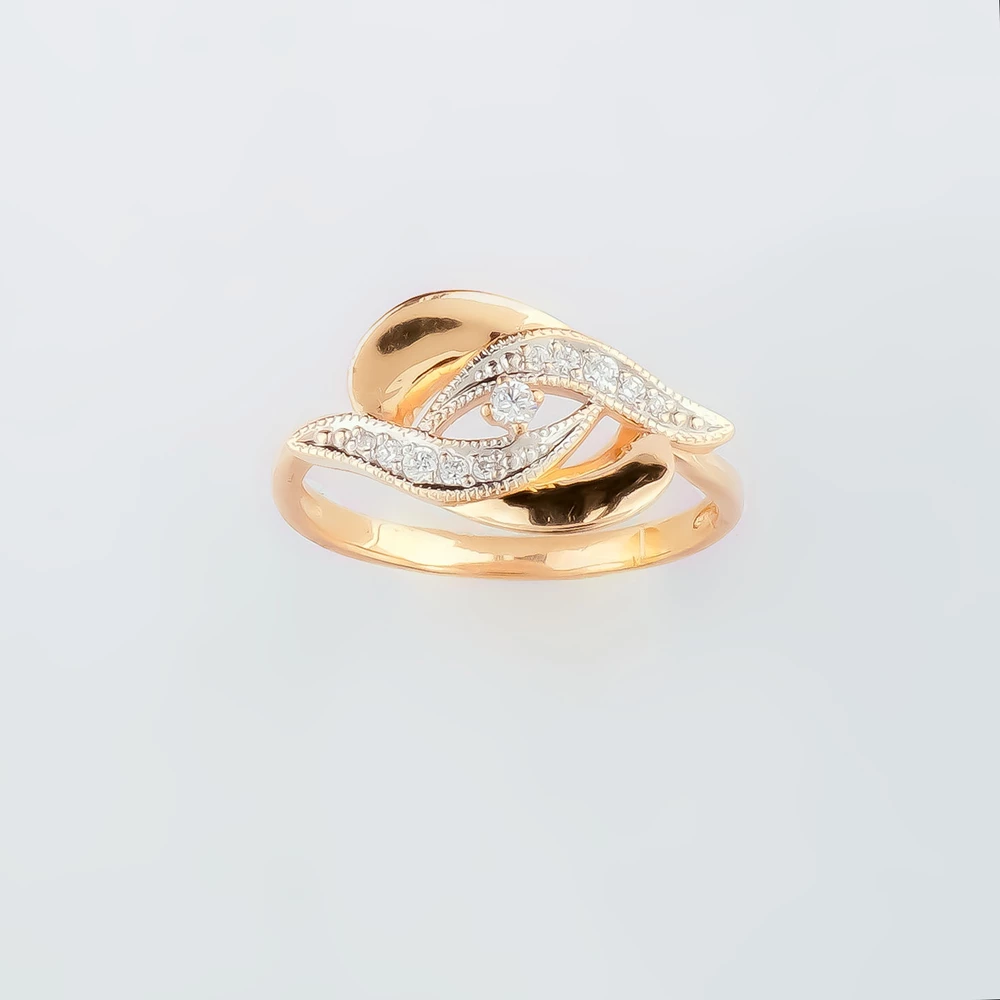 Кольцо с фианитом из красного золота 585 пробы