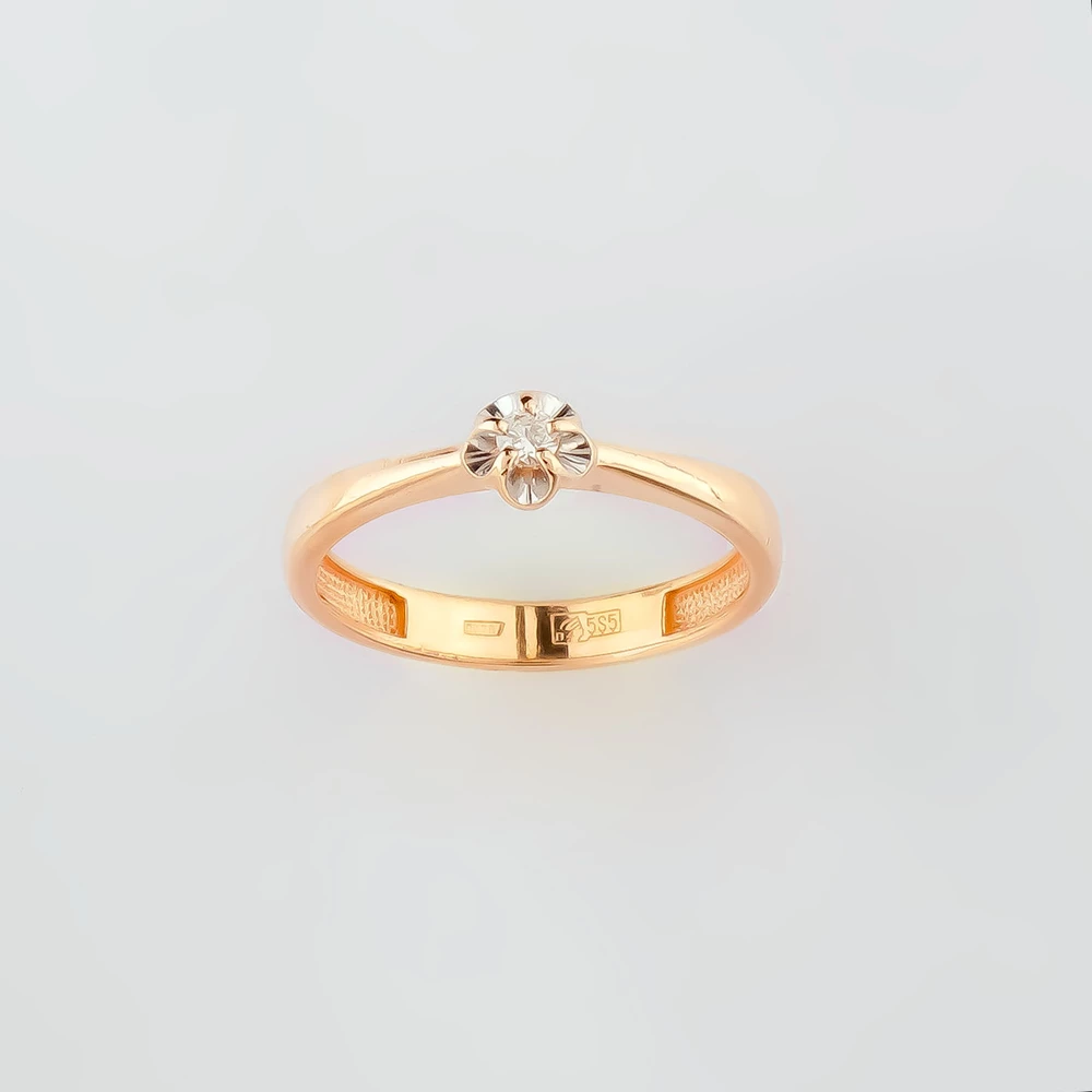 Кольцо с бриллиантом из красного золота 585 пробы