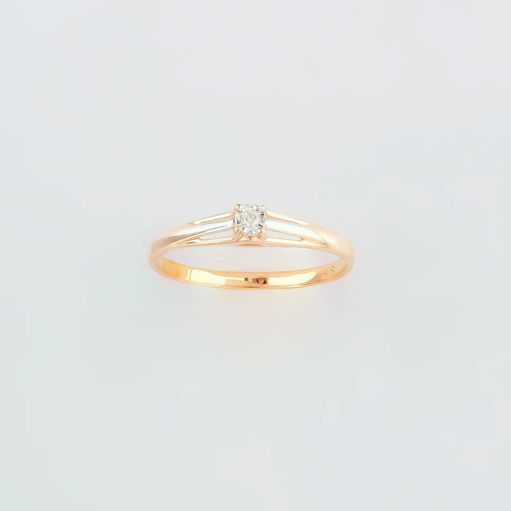 Кольцо с бриллиантом из красного золота 585 пробы