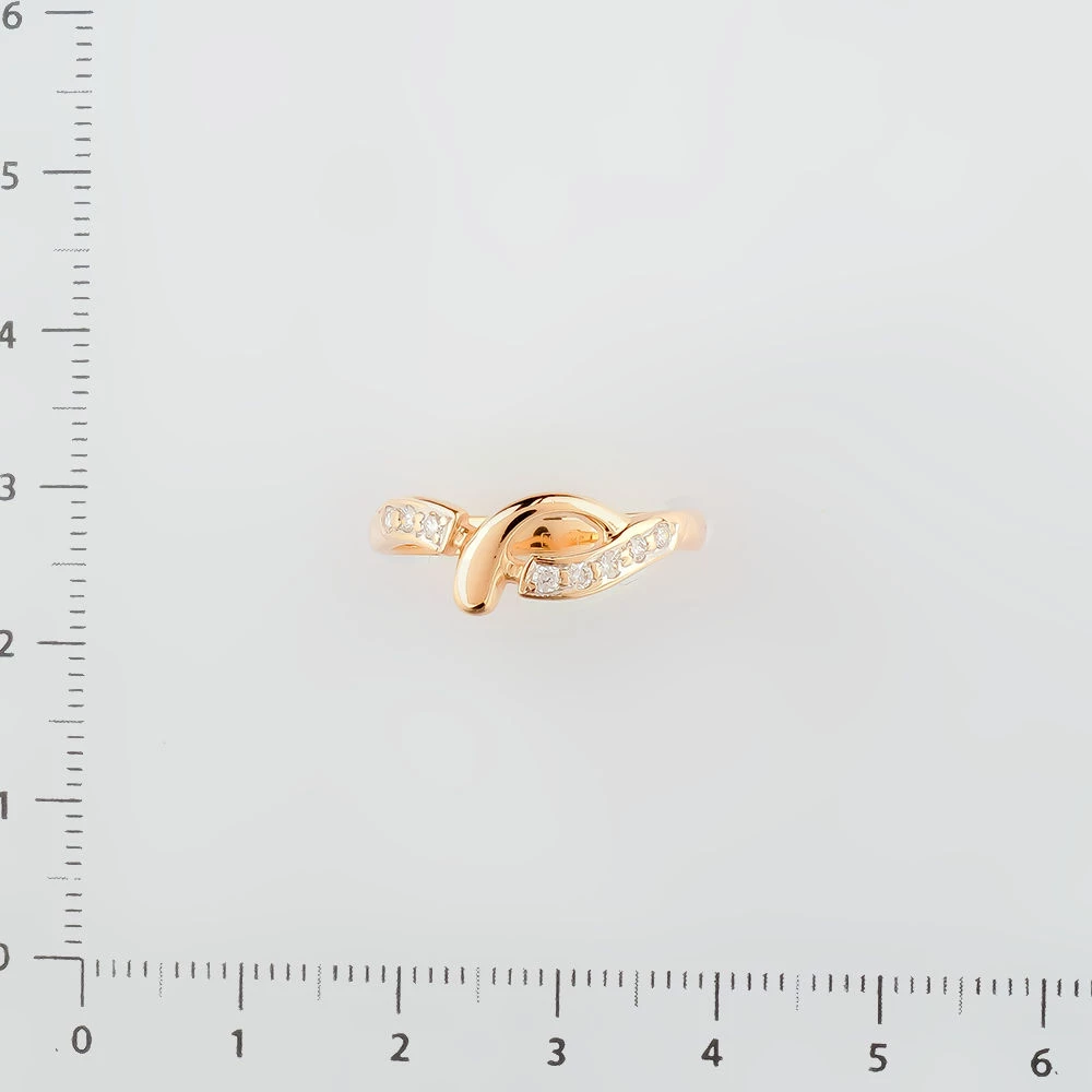 Кольцо с фианитом из красного золота 585 пробы