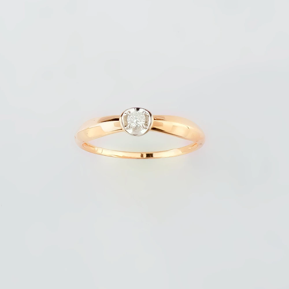 Кольцо с бриллиантом из красного золота 585 пробы