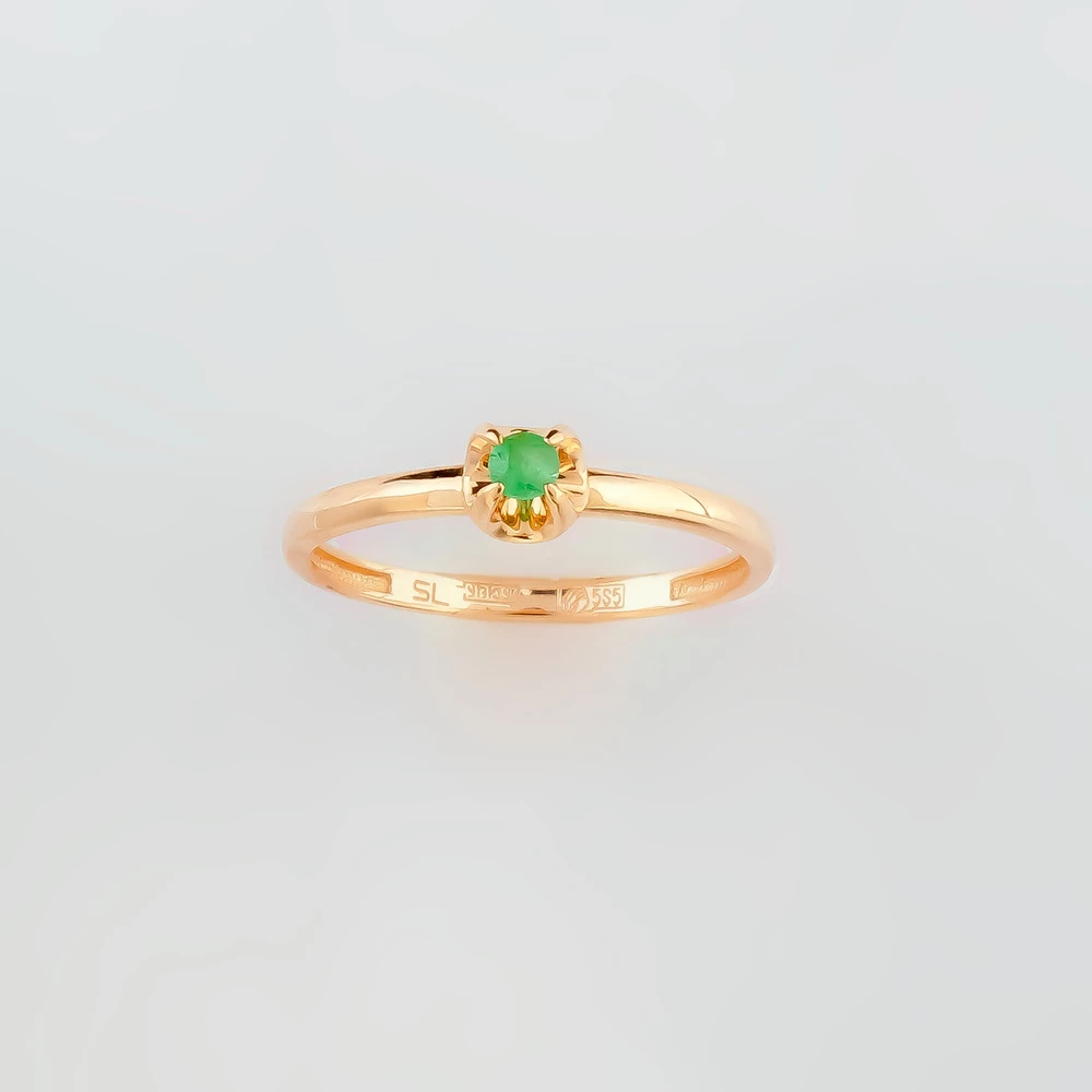 Кольцо с изумрудом из красного золота 585 пробы