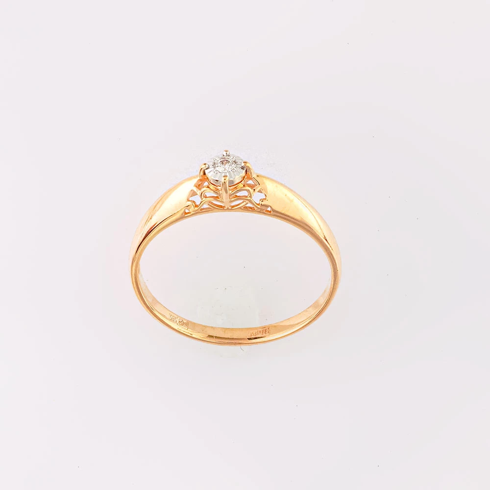 Кольцо с бриллиантом из красного золота 585 пробы