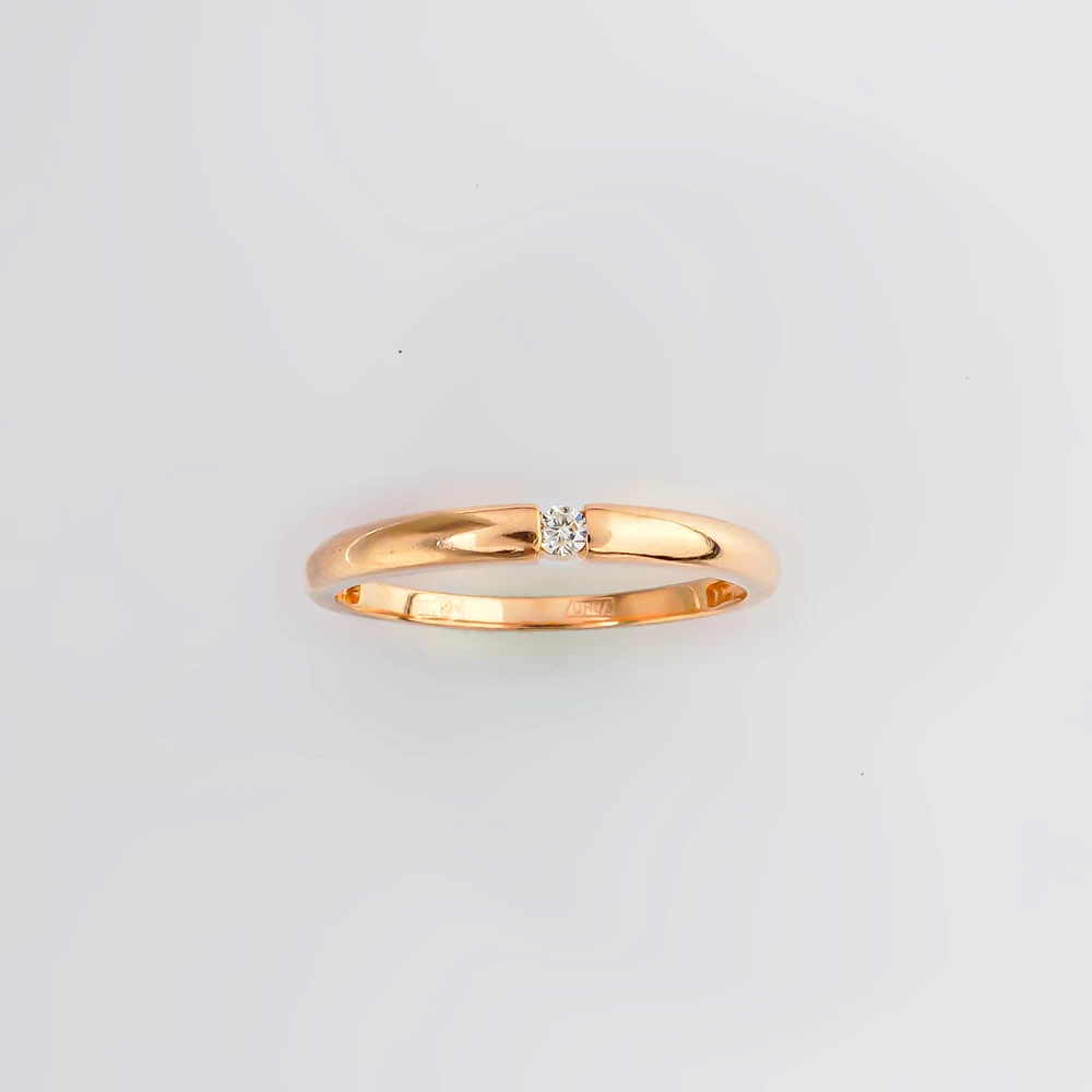 Кольцо с бриллиантом из красного золота 585 пробы