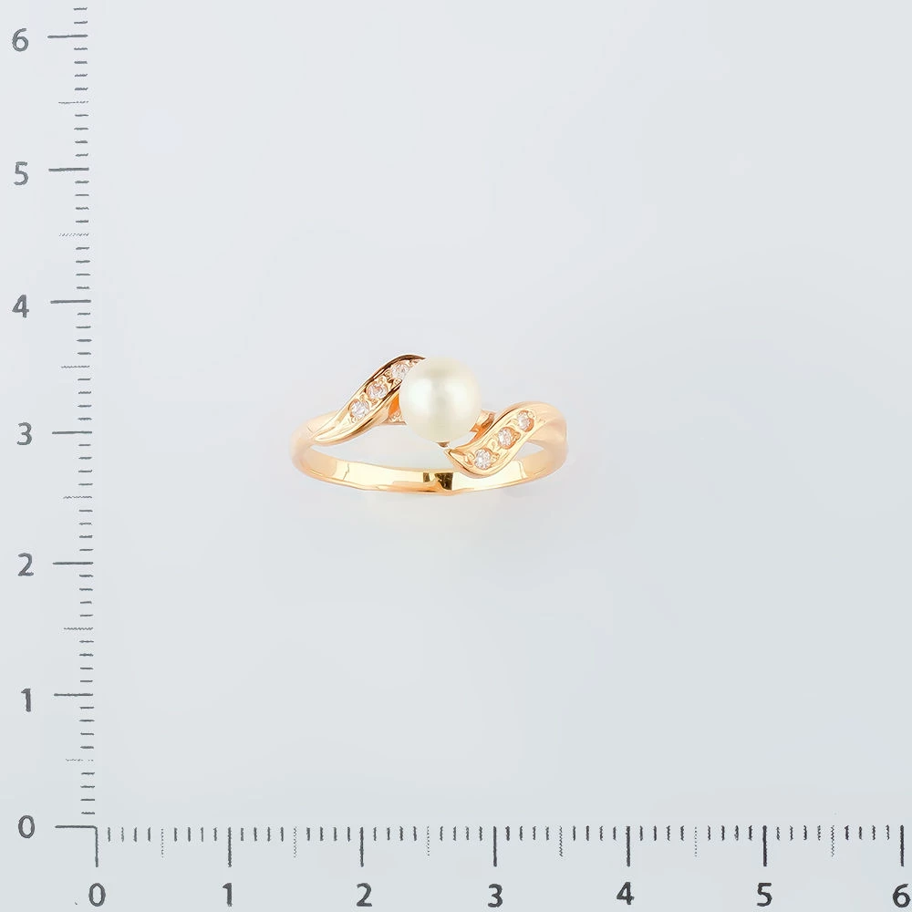 Кольцо с культивированным жемчугом из красного золота 585 пробы