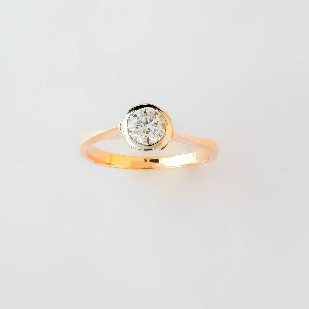 Кольцо с фианитом из красного золота 585 пробы