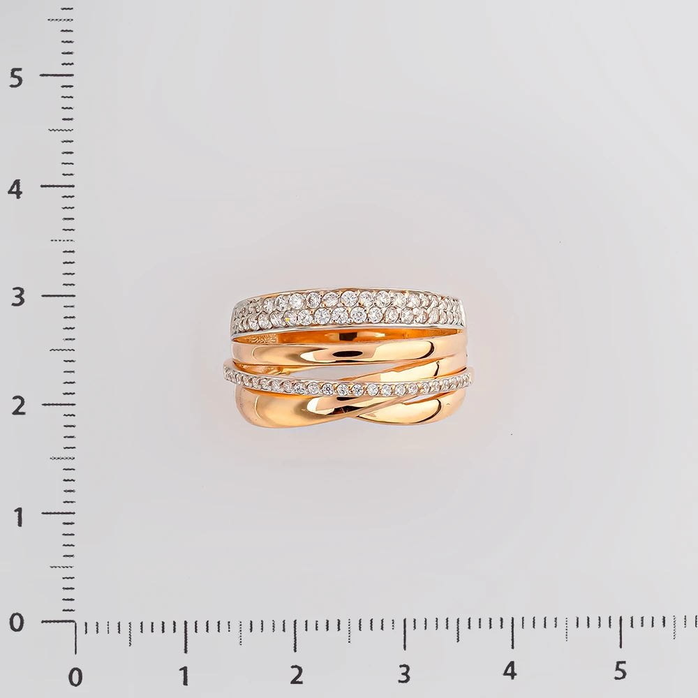 Кольцо с фианитом из красного золота 585 пробы