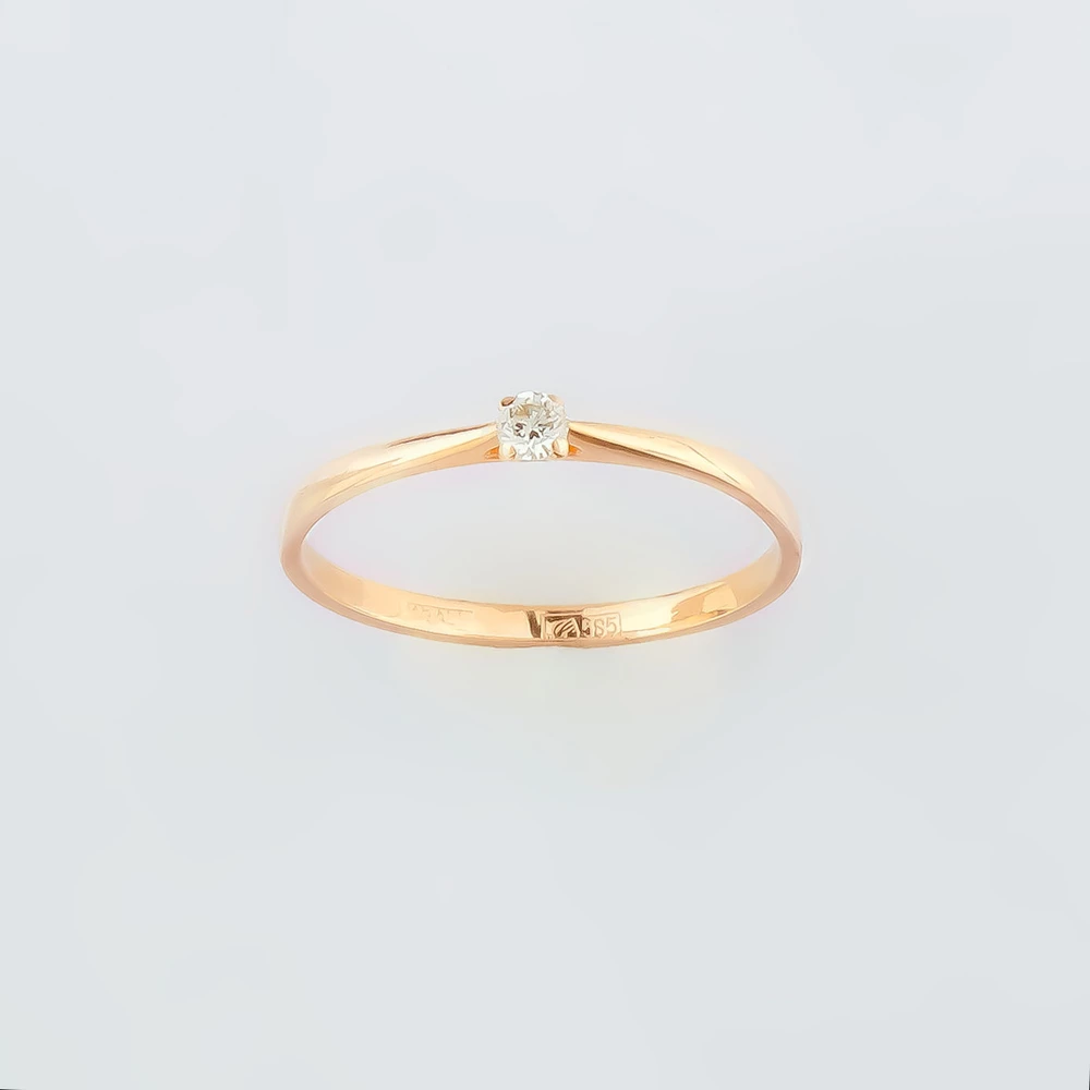 Кольцо с бриллиантом из красного золота 585 пробы