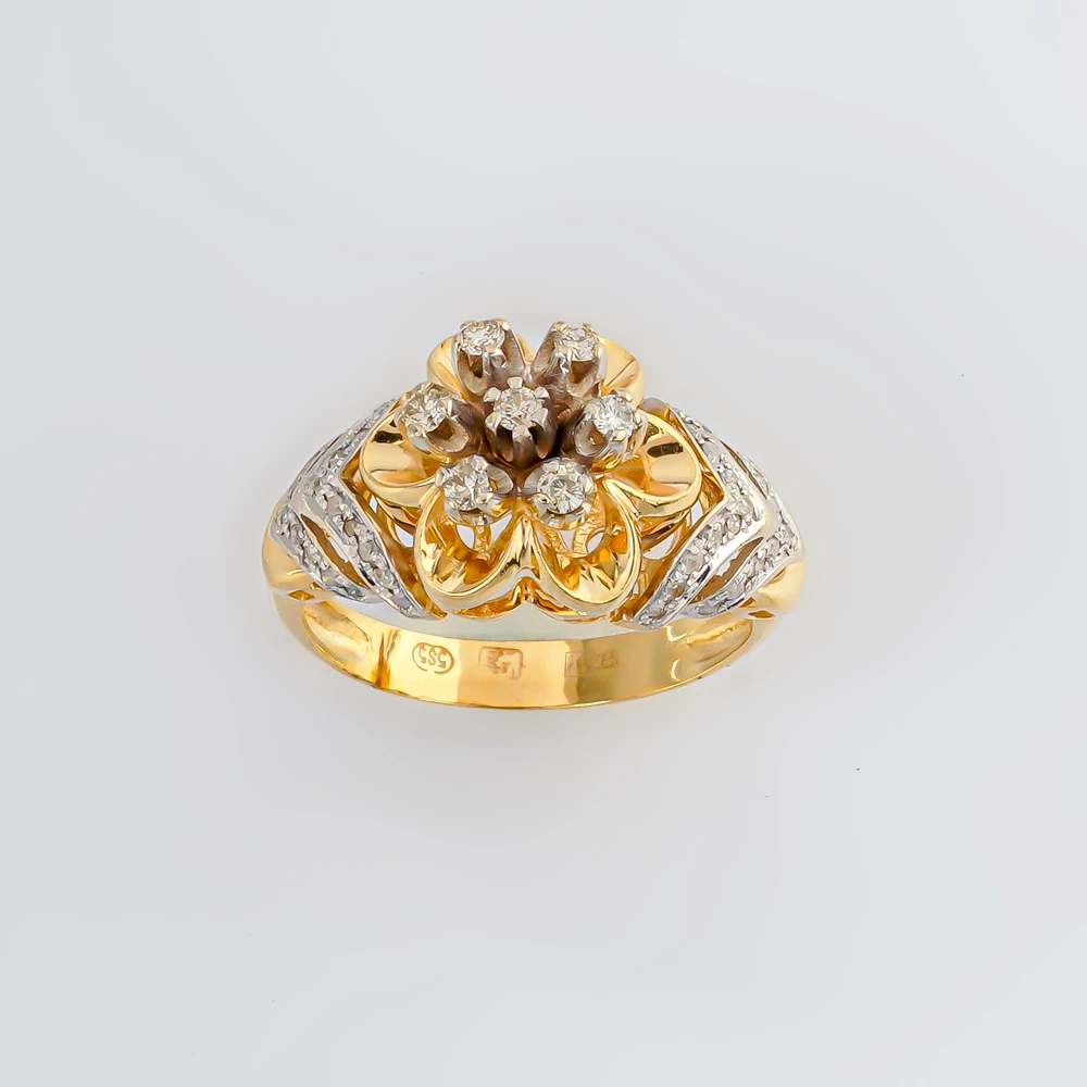 Кольцо с бриллиантом из красного золота 585 пробы