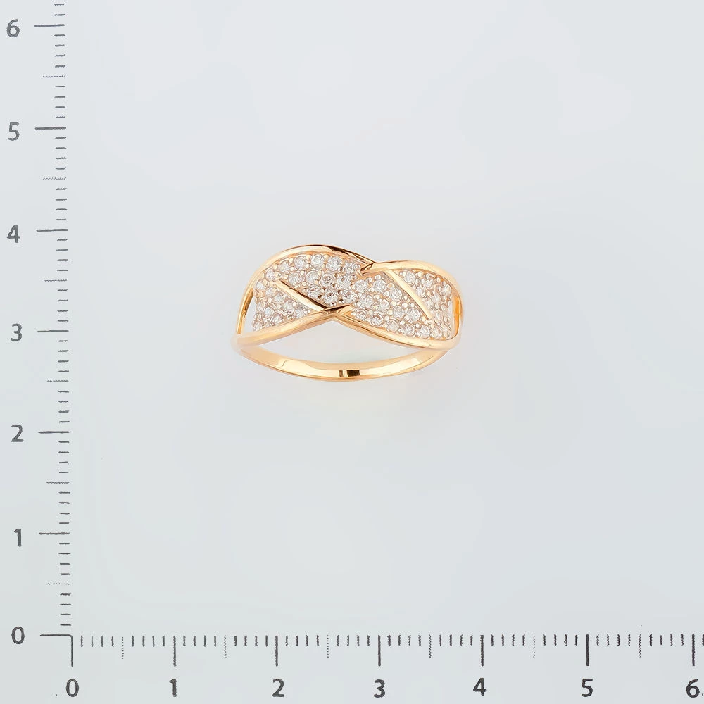 Кольцо с фианитом из красного золота 585 пробы