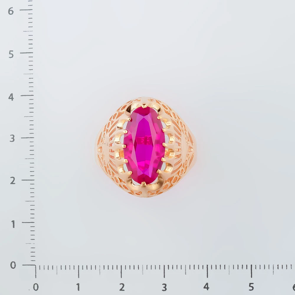 Кольцо с фианитом из красного золота 583 пробы