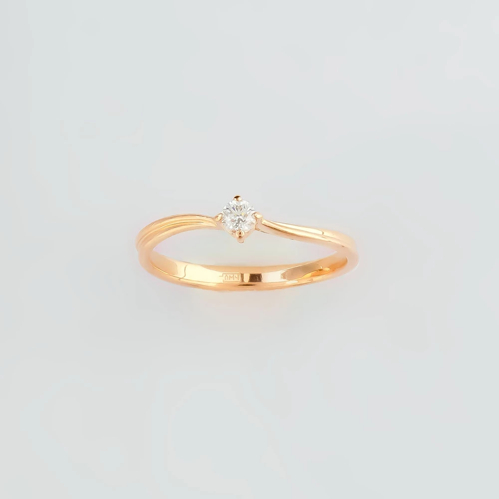 Кольцо с бриллиантом из красного золота 585 пробы