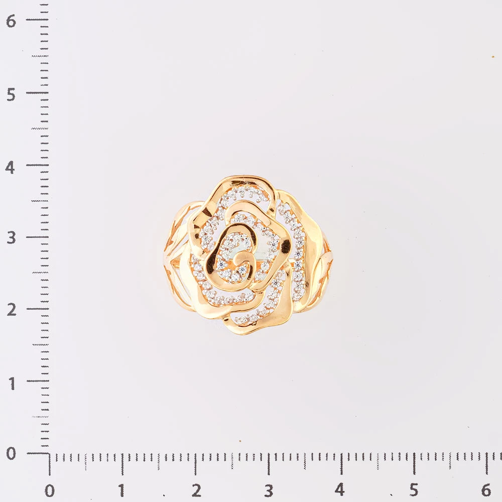 Кольцо с фианитом из красного золота 585 пробы