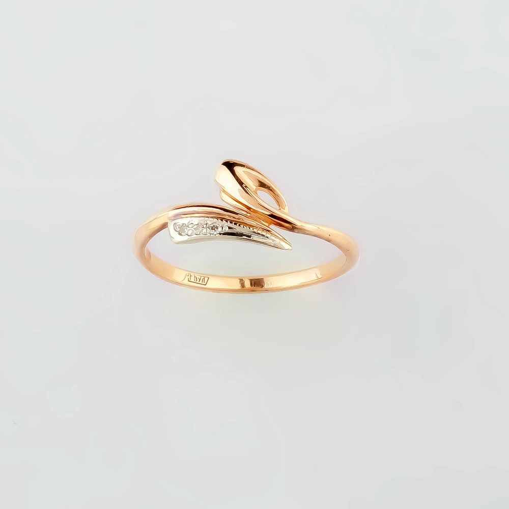 Кольцо с бриллиантом из красного золота 585 пробы