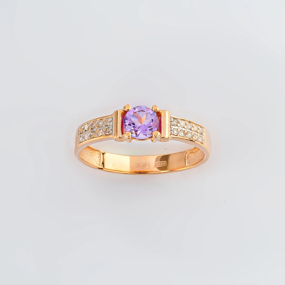 Кольцо с аметистом из красного золота 585 пробы