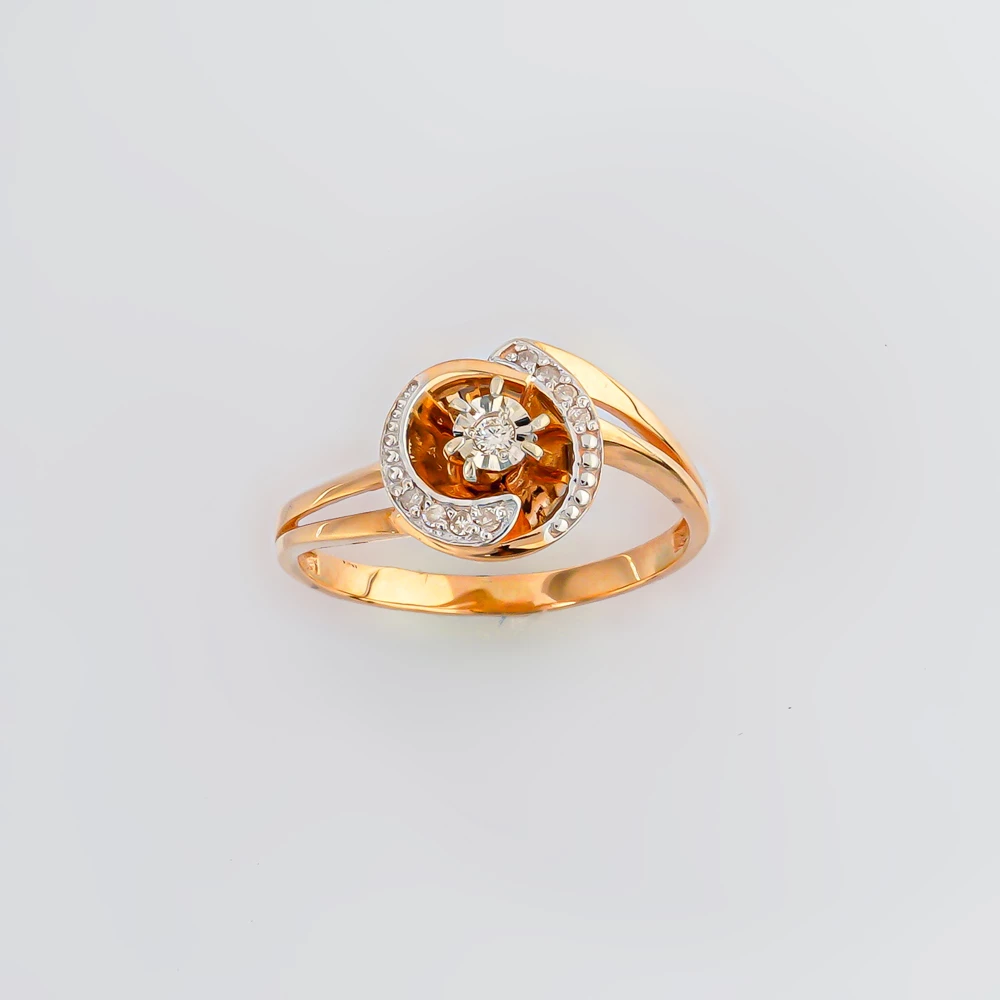 Кольцо с бриллиантом из красного золота 585 пробы