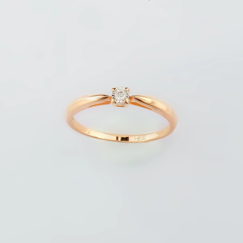 Кольцо с бриллиантом из красного золота 585 пробы