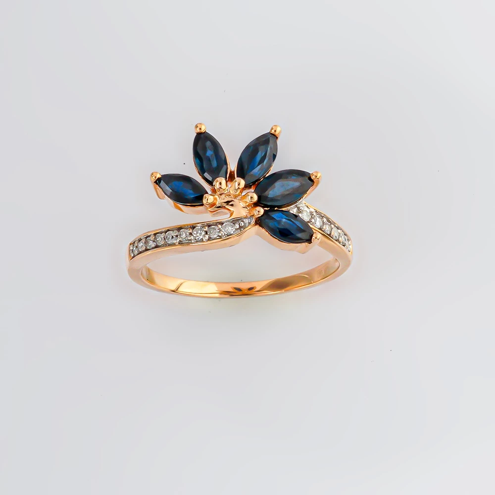 Кольцо с сапфиром из красного золота 585 пробы