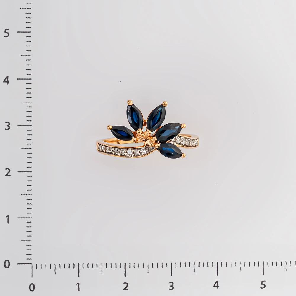 Кольцо с сапфиром из красного золота 585 пробы