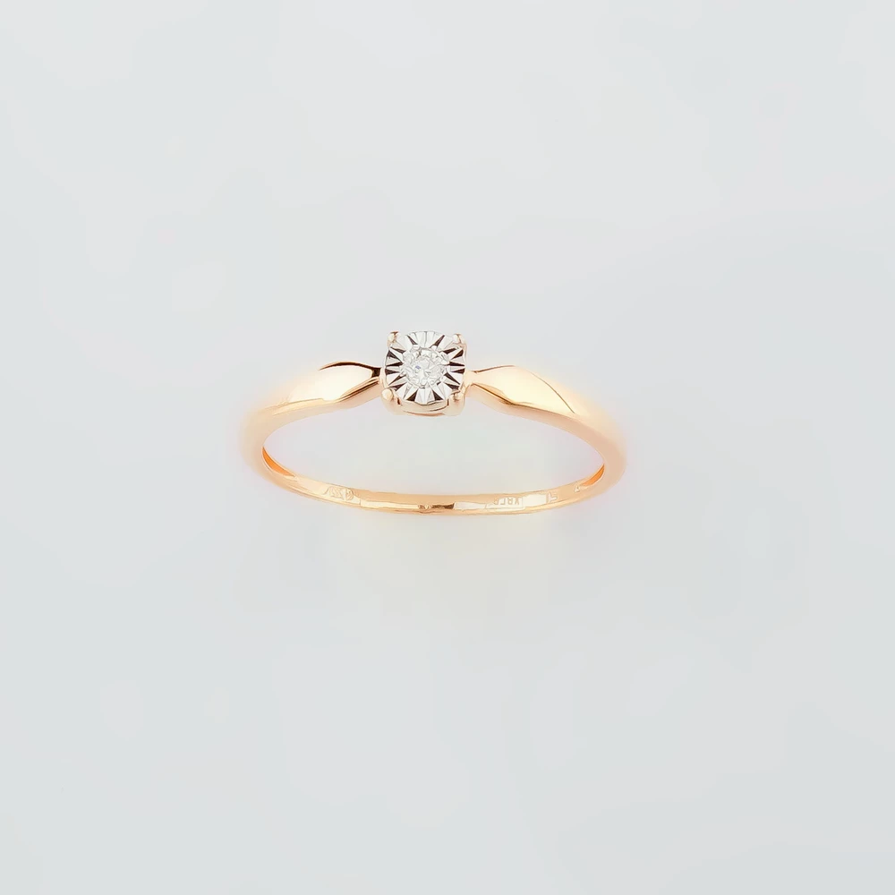 Кольцо с бриллиантом из красного золота 585 пробы