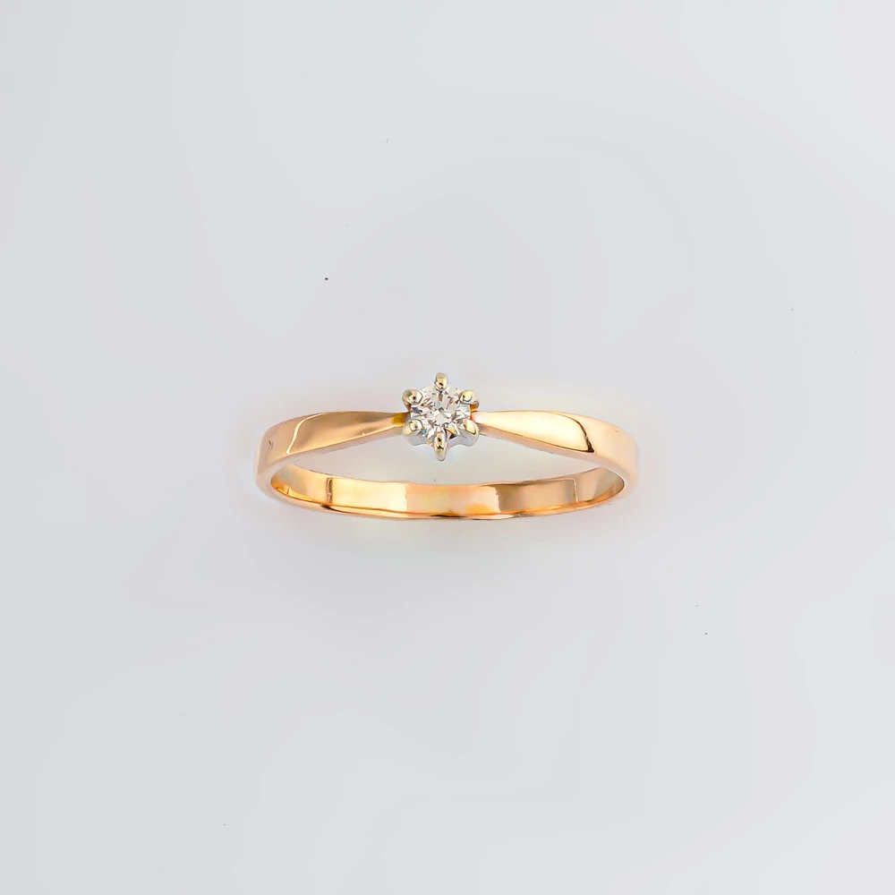 Кольцо с бриллиантом из красного золота 585 пробы