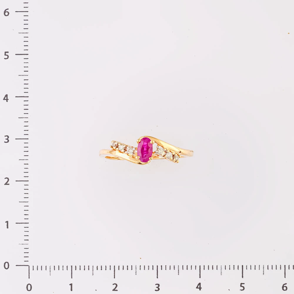 Кольцо с рубином из красного золота 585 пробы