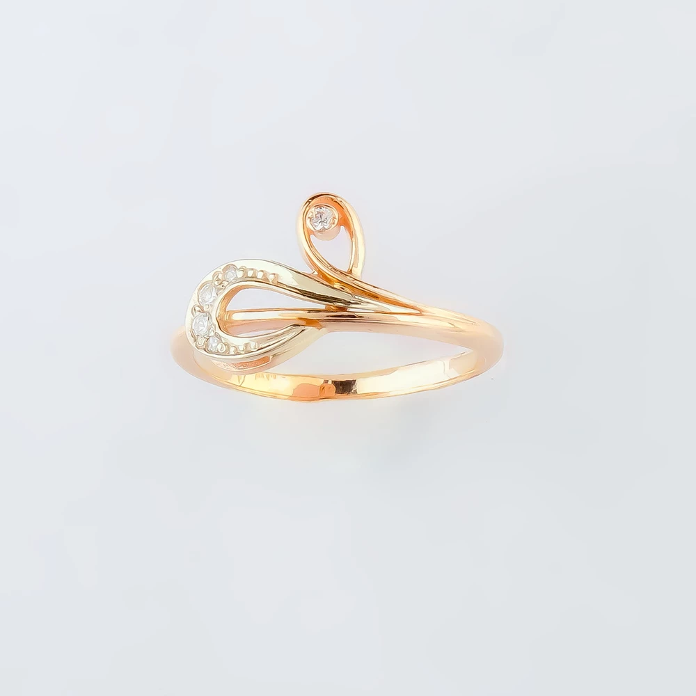 Кольцо с фианитом из красного золота 585 пробы