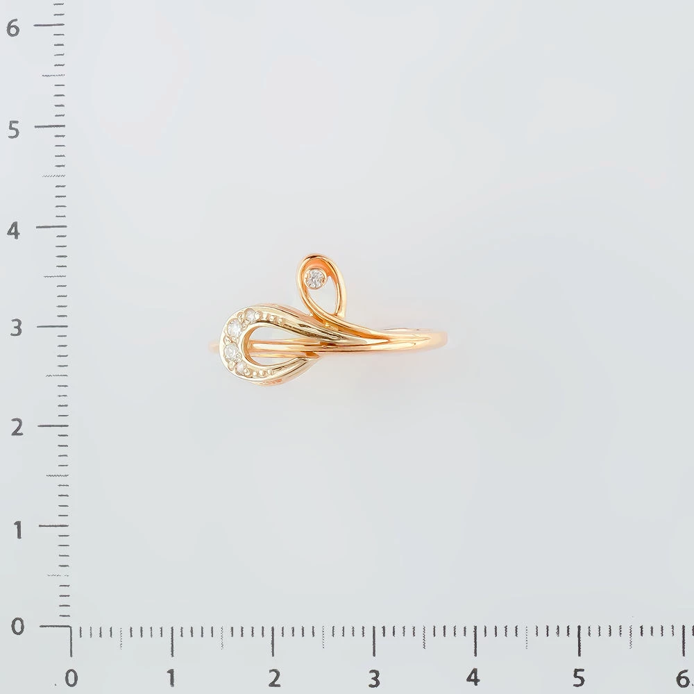 Кольцо с фианитом из красного золота 585 пробы