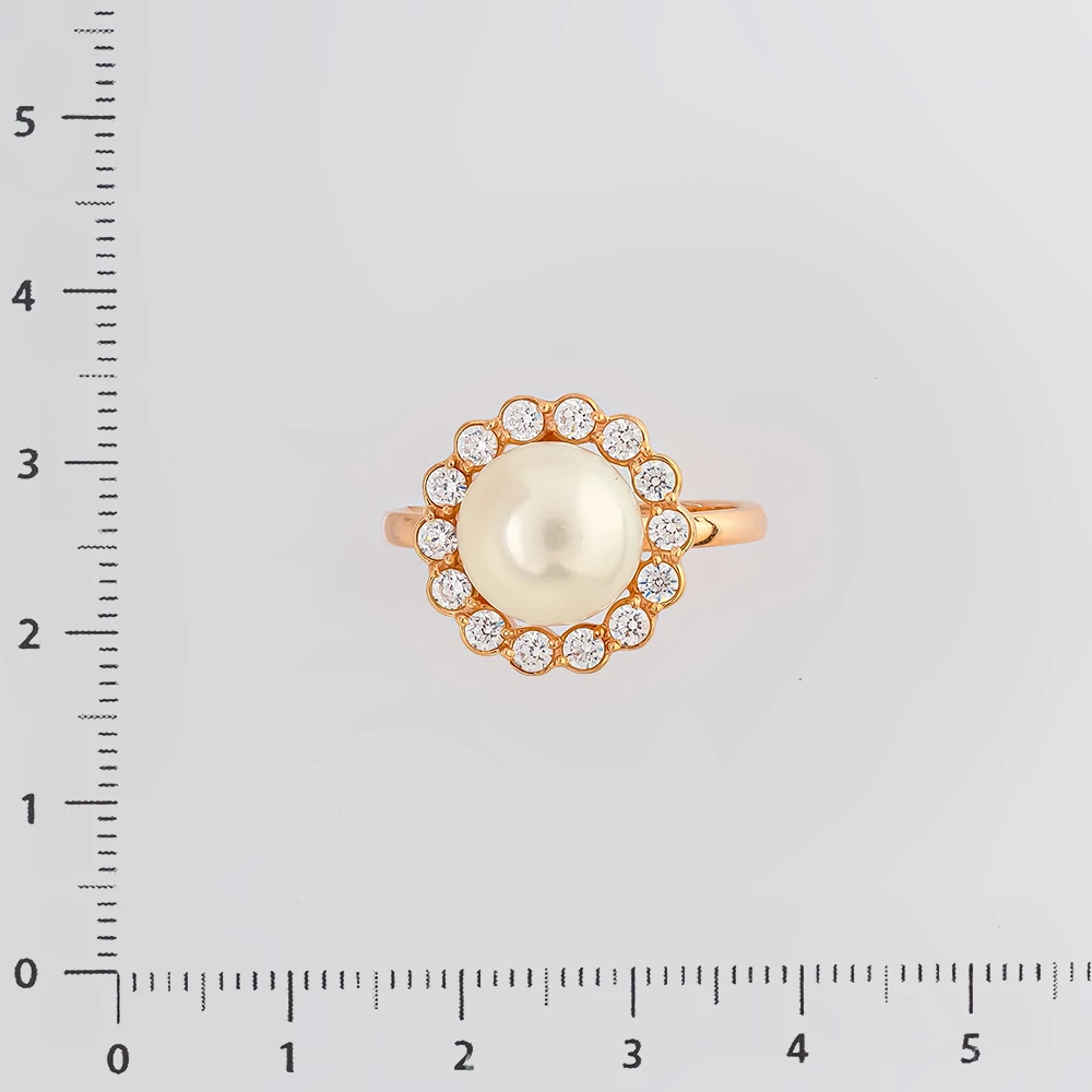 Кольцо с культивированным жемчугом из красного золота 585 пробы