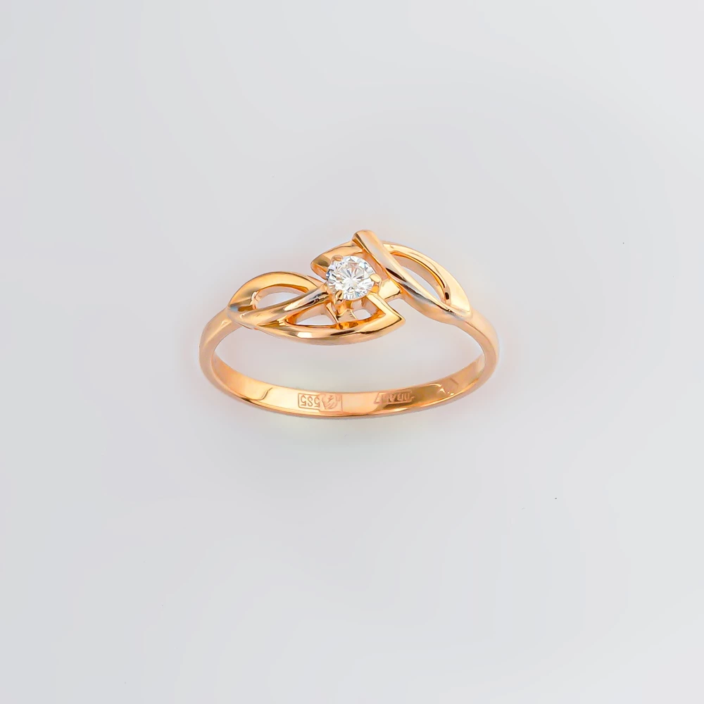 Кольцо с бриллиантом из красного золота 585 пробы