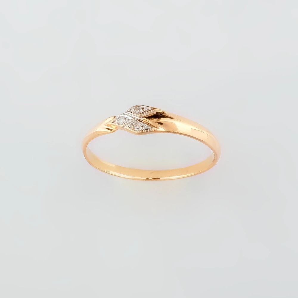 Кольцо с бриллиантом из красного золота 585 пробы