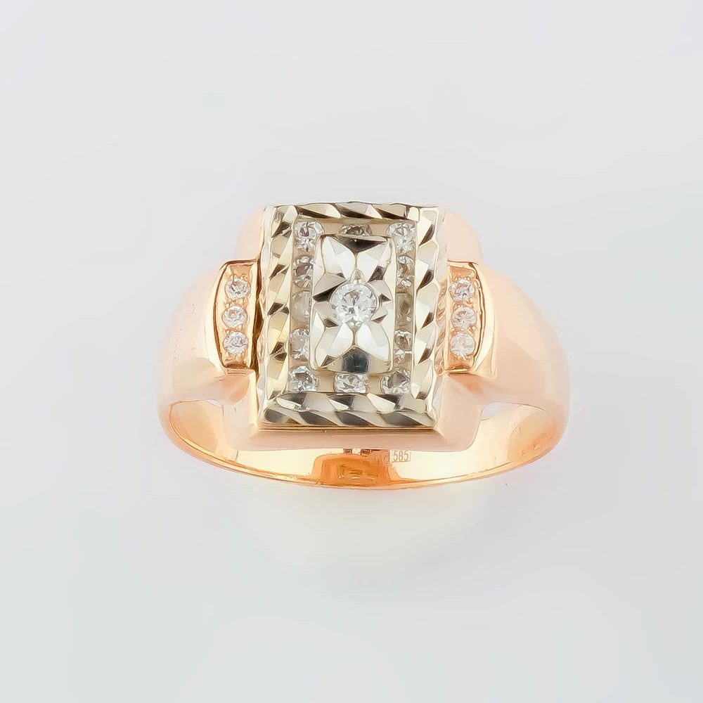 Кольцо с фианитом из красного золота 585 пробы Кольцо с фианитом из красного золота 585 пробы