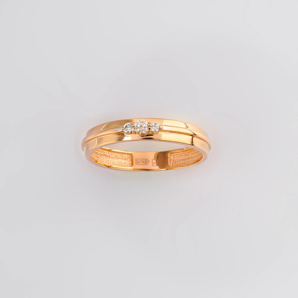 Кольцо с бриллиантом из красного золота 585 пробы