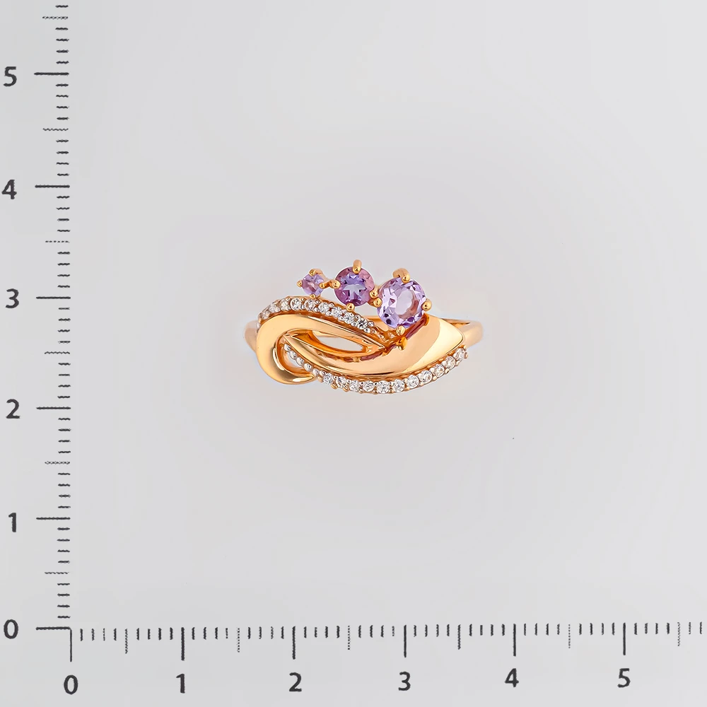 Кольцо с аметистом из красного золота 585 пробы