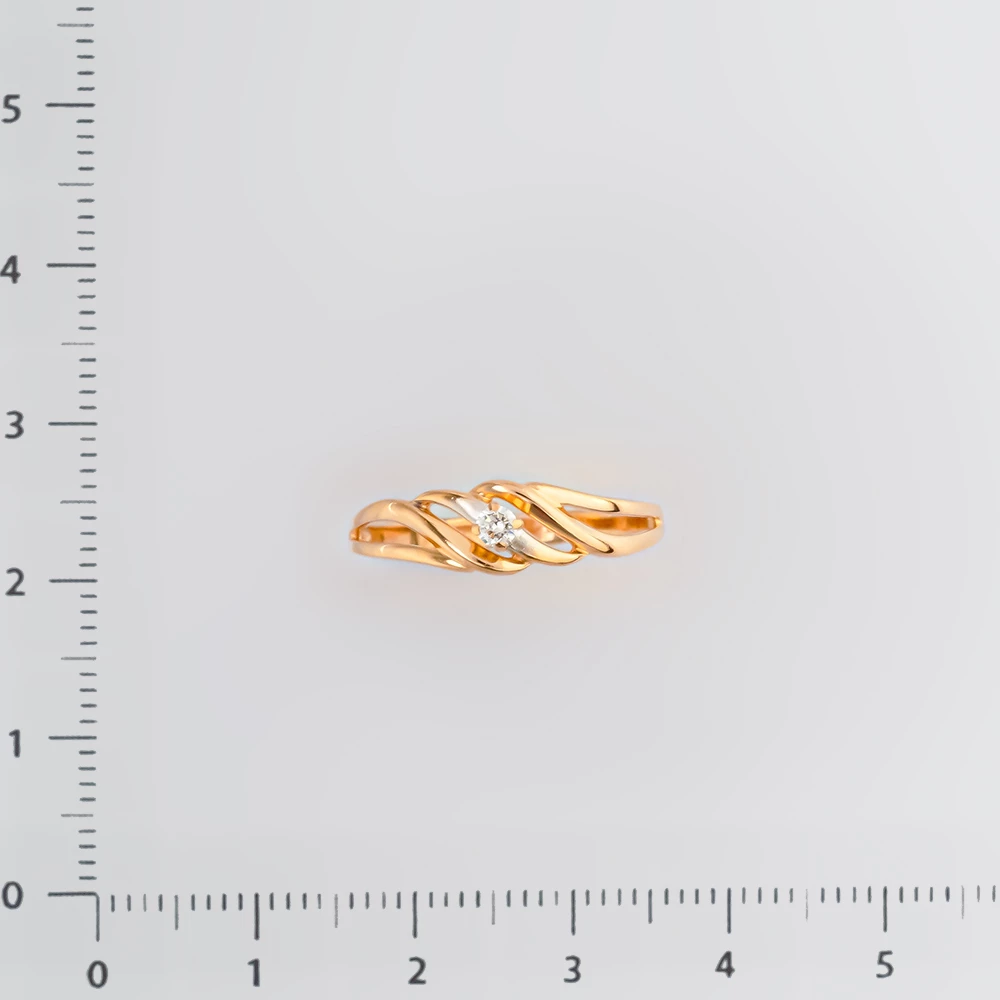 Кольцо с бриллиантом из красного золота 585 пробы