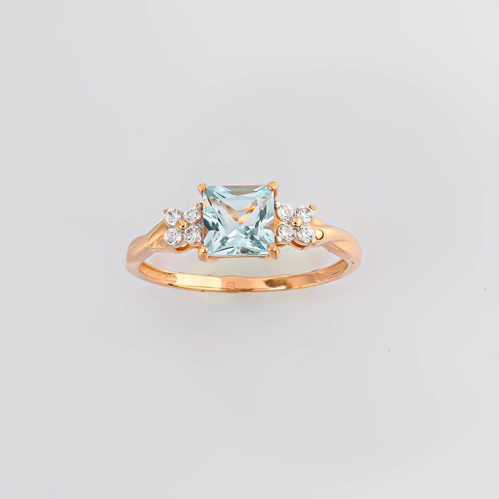 Кольцо с топазом из красного золота 585 пробы