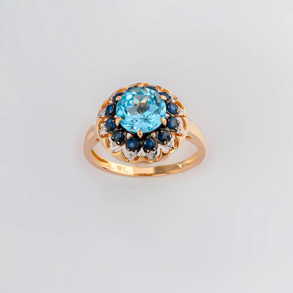 Кольцо с сапфиром из красного золота 585 пробы