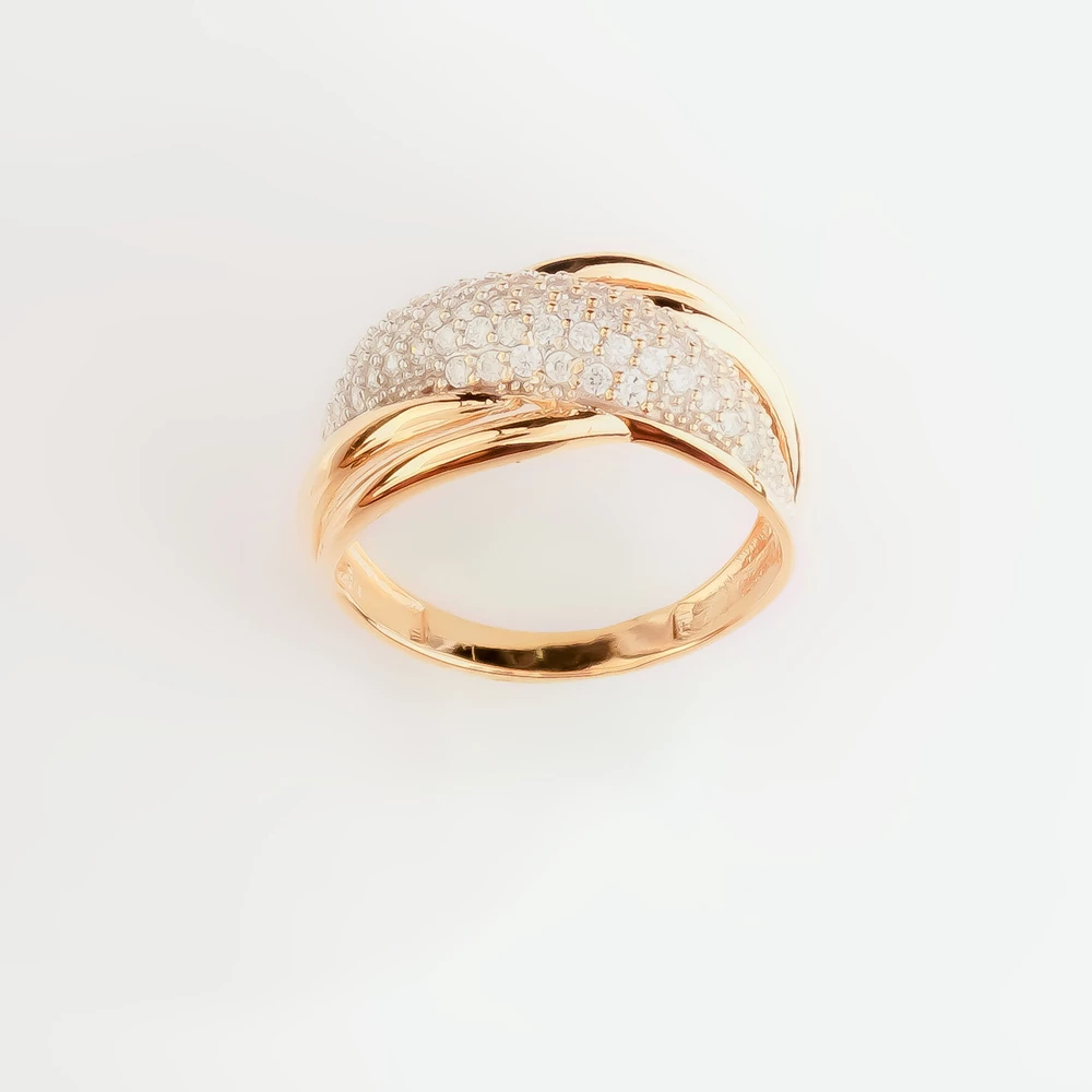 Кольцо с фианитом из красного золота 585 пробы