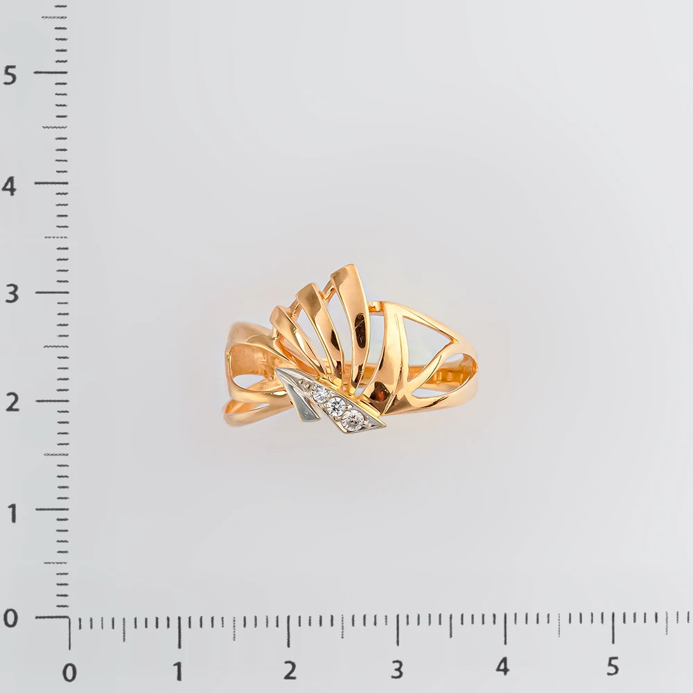 Кольцо с фианитом из красного золота 585 пробы