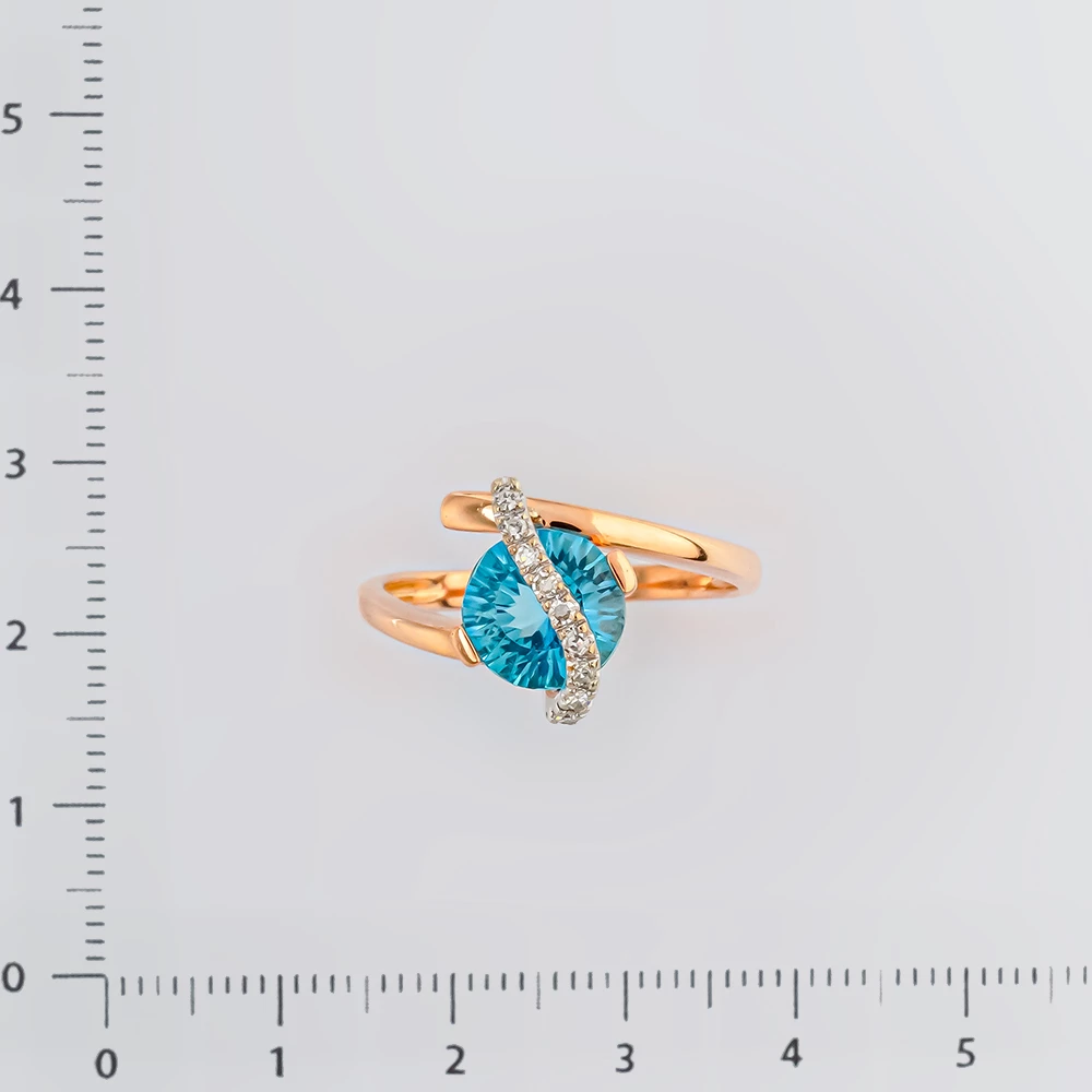 Кольцо с топазом из красного золота 585 пробы