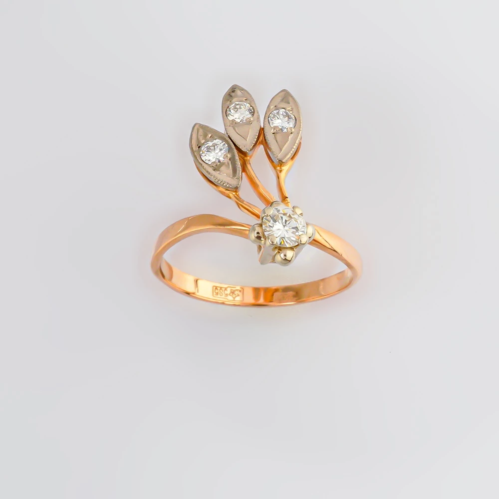 Кольцо с бриллиантом из красного золота 585 пробы