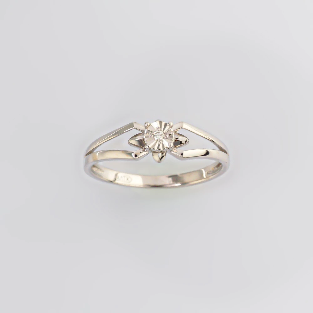 Кольцо с бриллиантом из белого золота 585 пробы