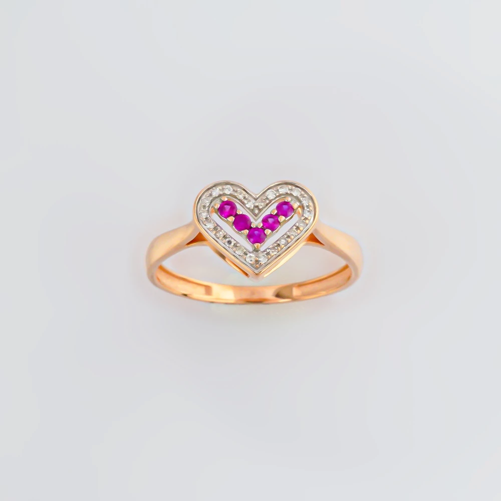 Кольцо с рубином из красного золота 585 пробы