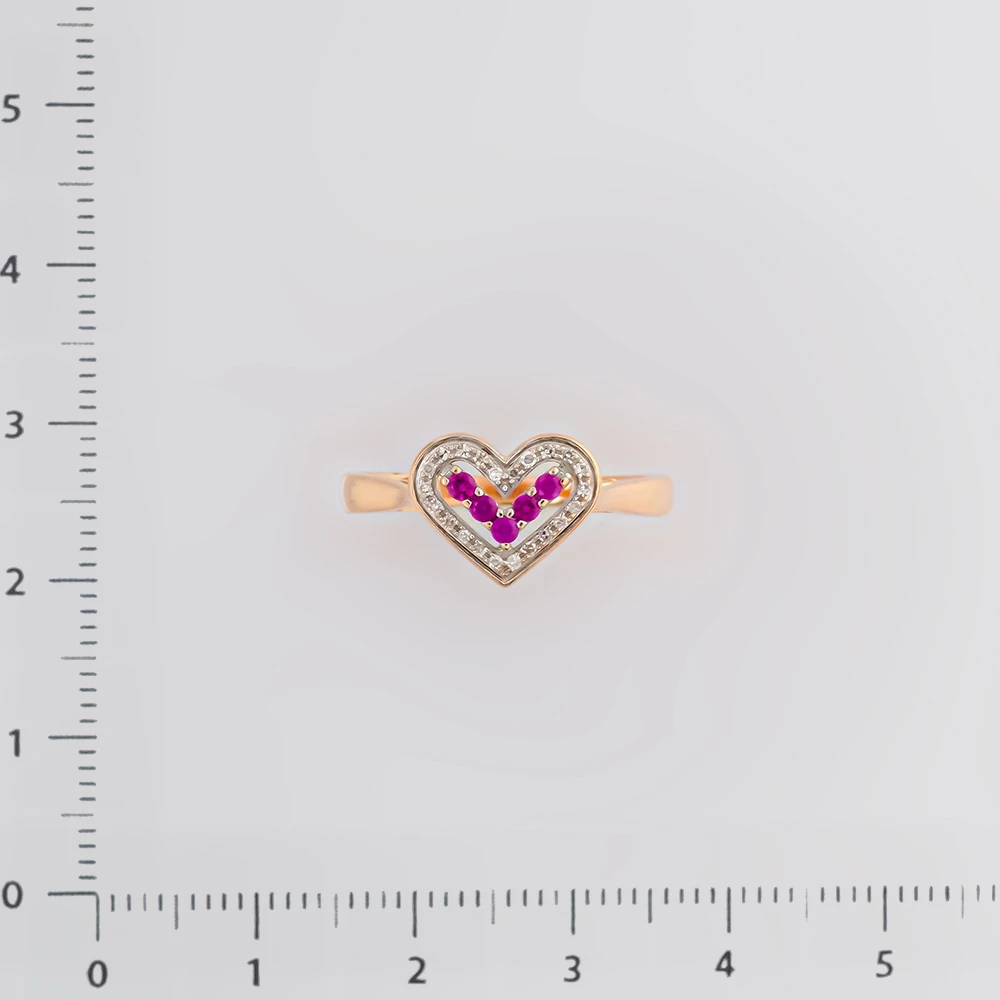 Кольцо с рубином из красного золота 585 пробы