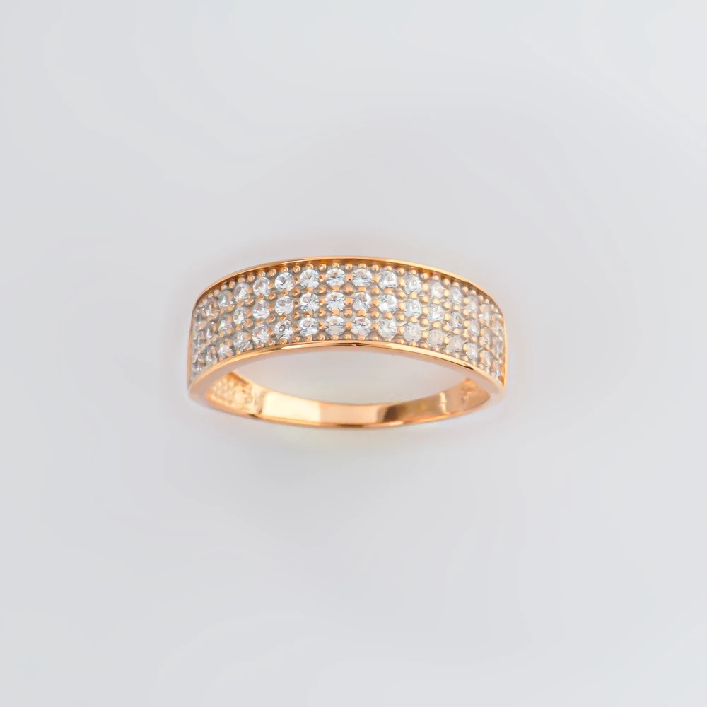 Кольцо с фианитом из красного золота 585 пробы