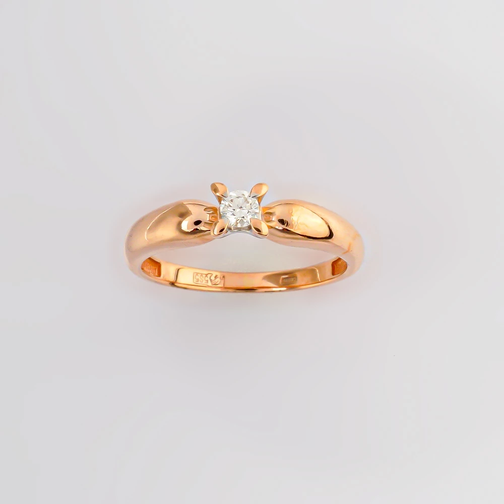 Кольцо с бриллиантом из красного золота 585 пробы