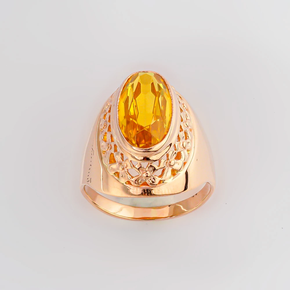 Кольцо с фианитом из красного золота 583 пробы