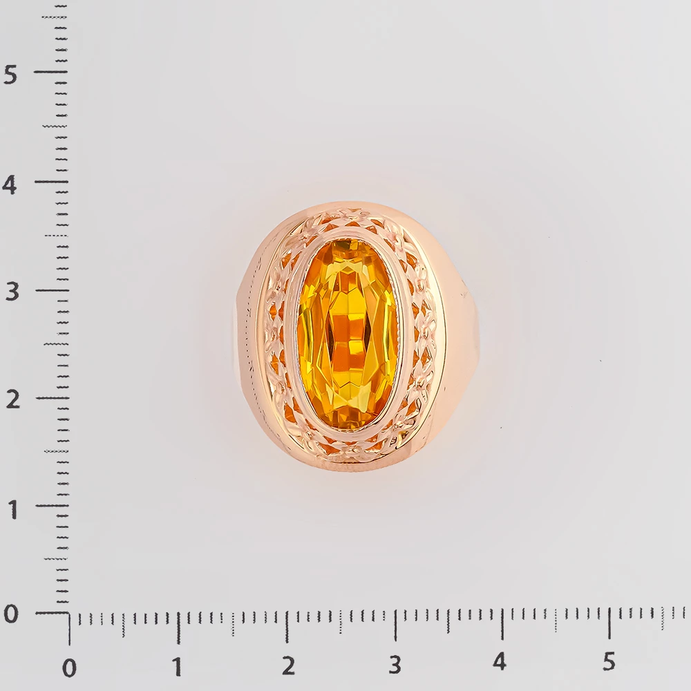 Кольцо с фианитом из красного золота 583 пробы